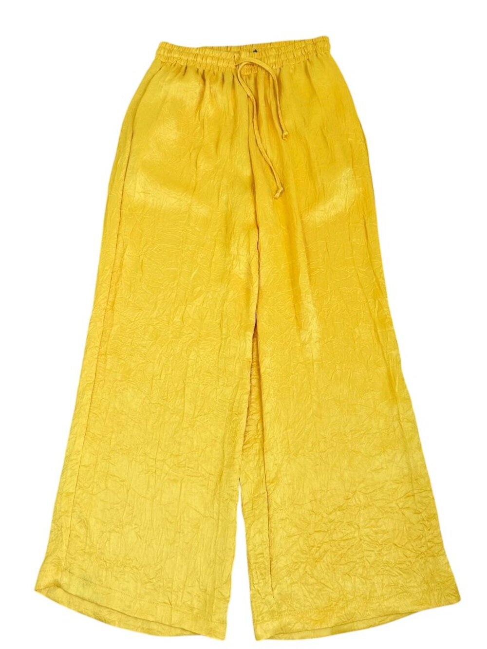 Anthropologie Pants Wide Leg Satin Textured Golden Yellow (S) NWT